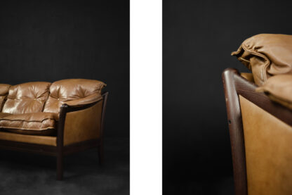 Vintage Mid-Century Danish Modern Cognac Leather 3-Seater Sofa, 1960s - Image 12