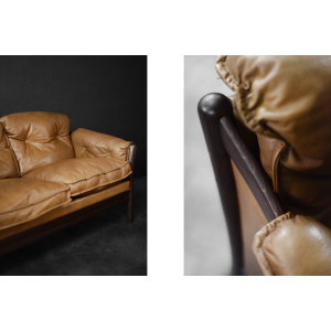Vintage Mid-Century Danish Modern Cognac Leather 3-Seater Sofa, 1960s