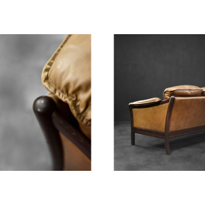 Vintage Mid-Century Danish Modern Cognac Leather 3-Seater Sofa, 1960s