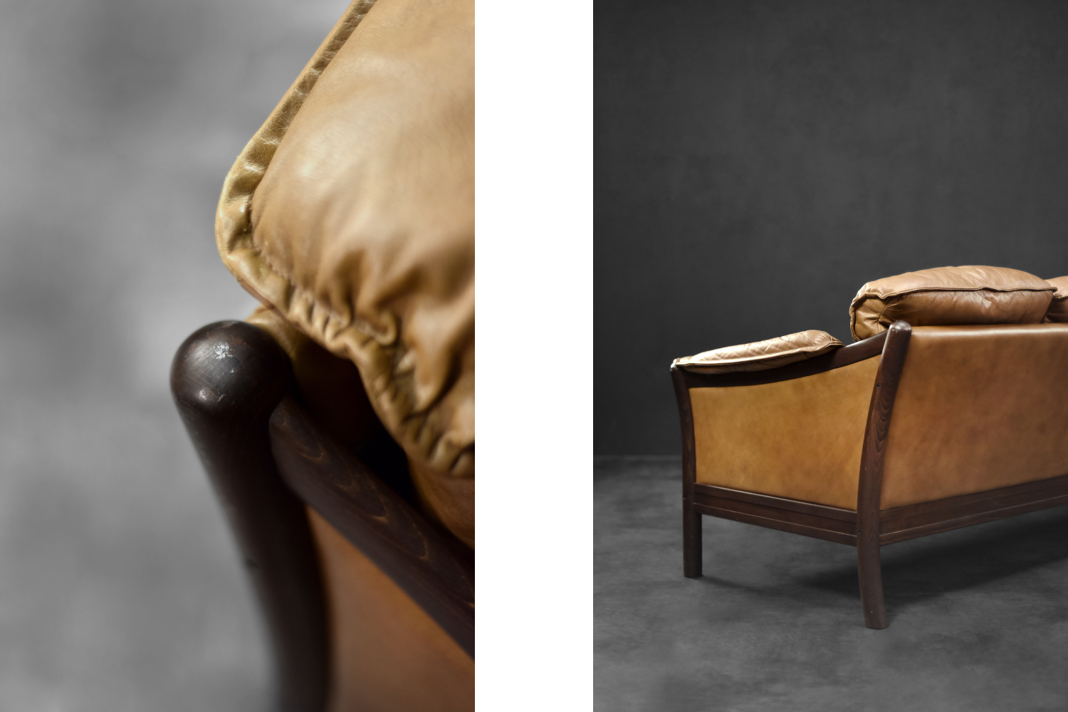 Vintage Mid-Century Danish Modern Cognac Leather 3-Seater Sofa, 1960s