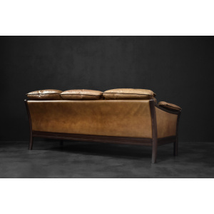 Vintage Mid-Century Danish Modern Cognac Leather 3-Seater Sofa, 1960s