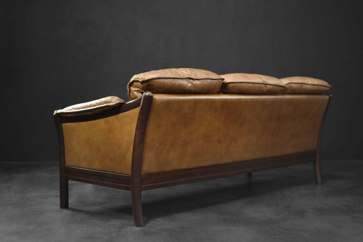 Vintage Mid-Century Danish Modern Cognac Leather 3-Seater Sofa, 1960s