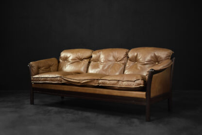 Vintage Mid-Century Danish Modern Cognac Leather 3-Seater Sofa, 1960s - Image 2