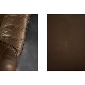 Vintage Brutalist Mid-Century German Modern Brown Leather 4-Seater Sofa, 1970s
