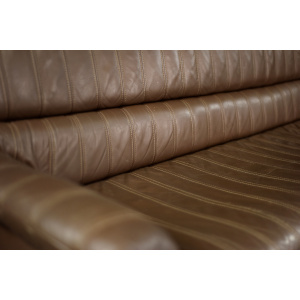 Vintage Brutalist Mid-Century German Modern Brown Leather 4-Seater Sofa, 1970s