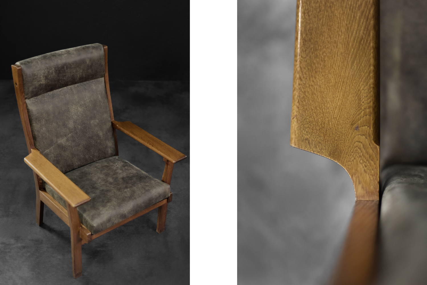 Rare Vintage Mid-Century Danish Modern Armchair Model GE 181 A by Hans J. Wegner for Getama, 1950s