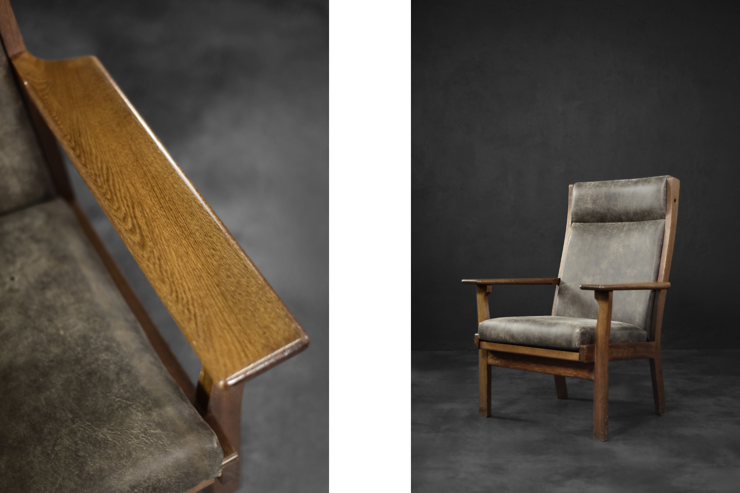 Rare Vintage Mid-Century Danish Modern Armchair Model GE 181 A by Hans J. Wegner for Getama, 1950s