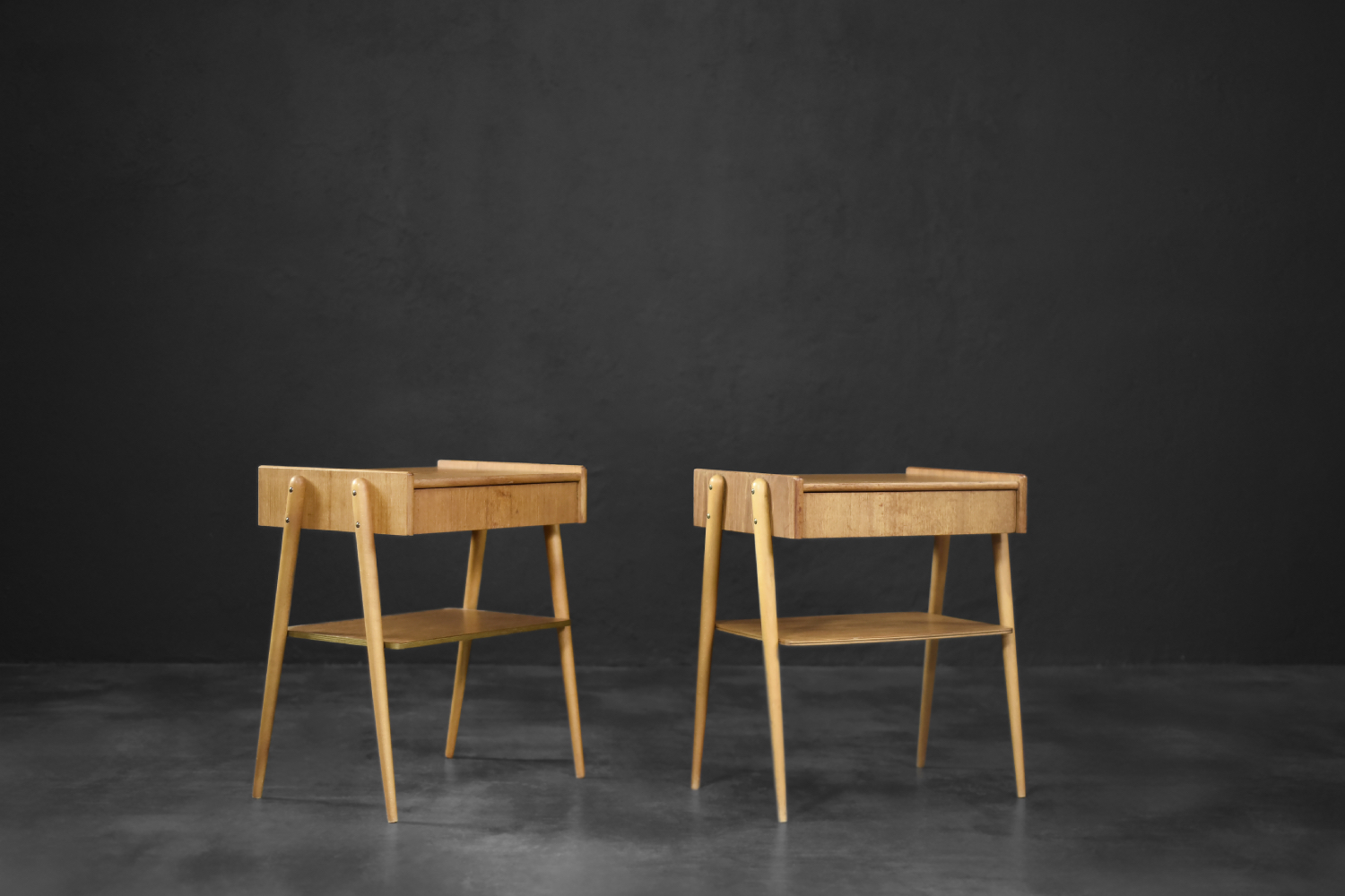 Vintage Mid-Century Scandinavian Modern Teak Nightstands from AB Carlstrom & Co Mobelfabrik, 1950s, Set of 2