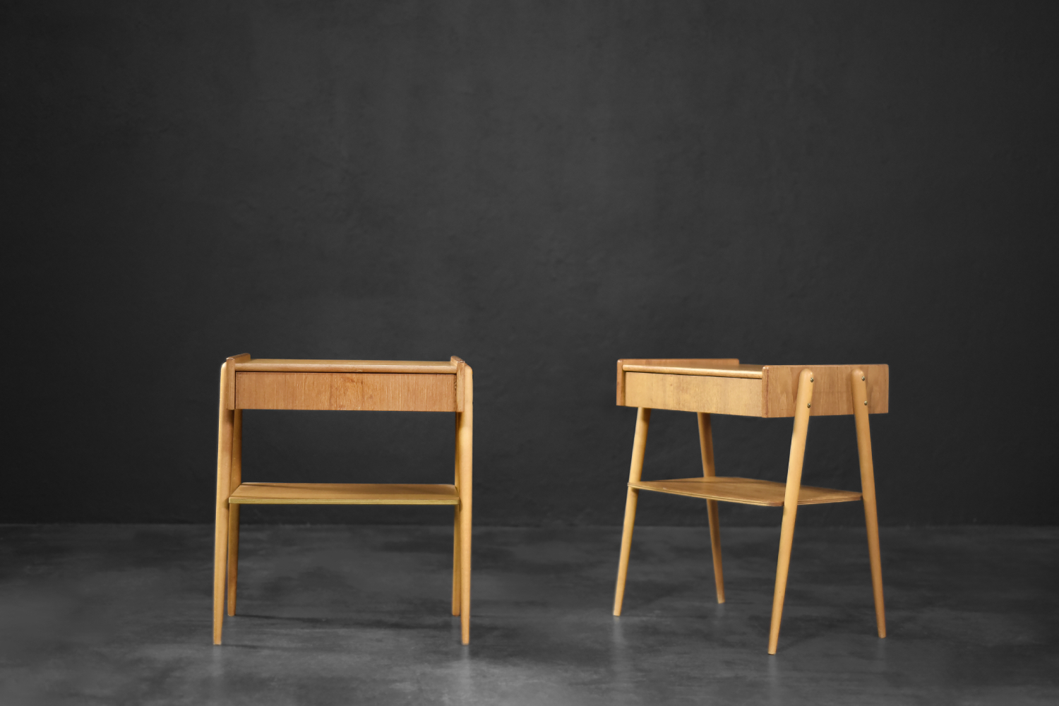 Vintage Mid-Century Scandinavian Modern Teak Nightstands from AB Carlstrom & Co Mobelfabrik, 1950s, Set of 2