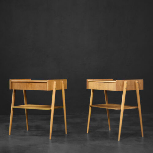 Vintage Mid-Century Scandinavian Modern Teak Nightstands from AB Carlstrom & Co Mobelfabrik, 1950s, Set of 2