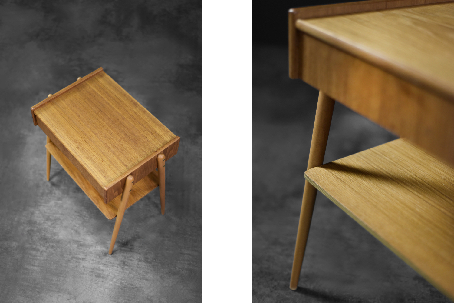 Vintage Mid-Century Scandinavian Modern Teak Nightstands from AB Carlstrom & Co Mobelfabrik, 1950s, Set of 2