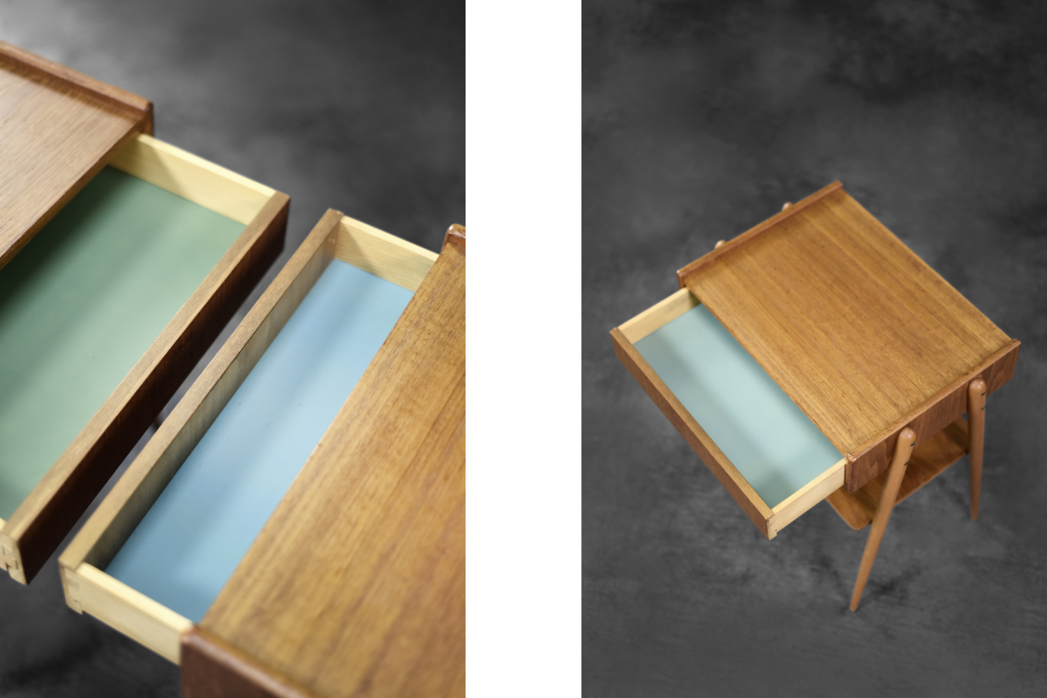 Vintage Mid-Century Scandinavian Modern Teak Nightstands from AB Carlstrom & Co Mobelfabrik, 1950s, Set of 2