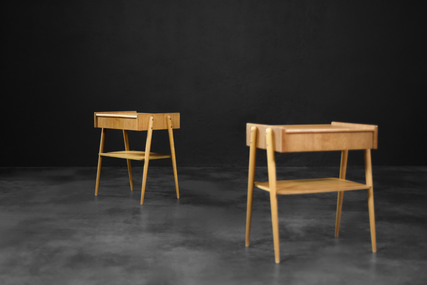 Vintage Mid-Century Scandinavian Modern Teak Nightstands from AB Carlstrom & Co Mobelfabrik, 1950s, Set of 2
