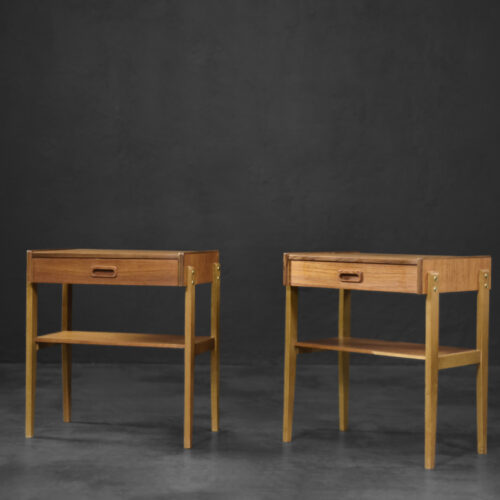 Vintage Mid-Century Scandinavian Modern Teak Nightstands, 1960s, Set of 2