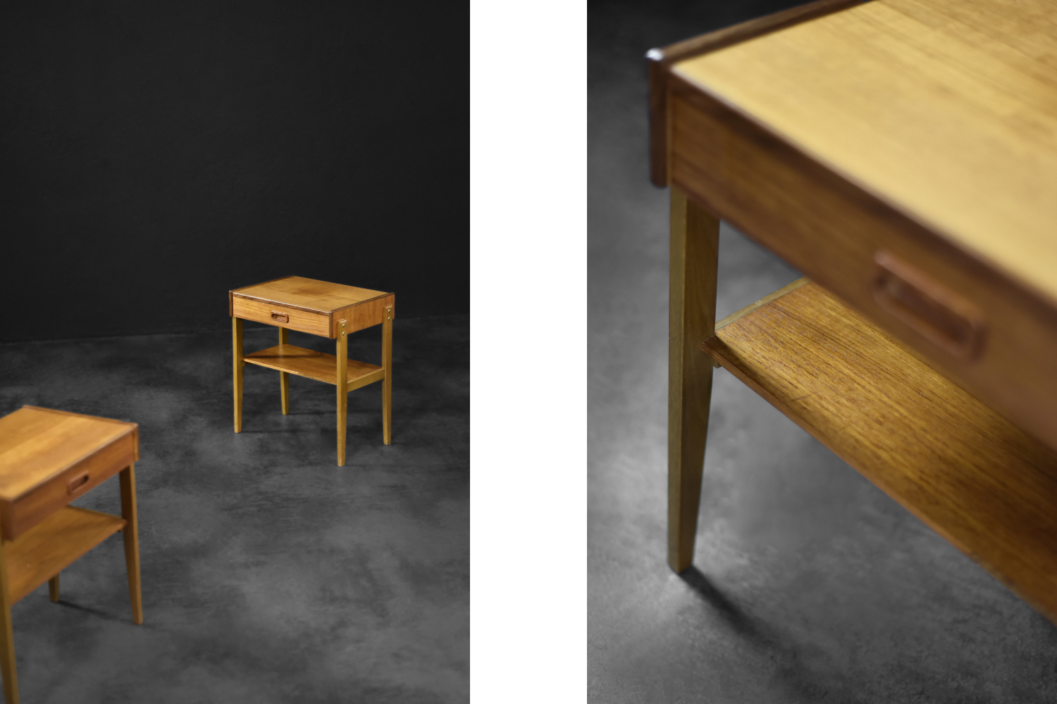 Vintage Mid-Century Scandinavian Modern Teak Nightstands, 1960s, Set of 2
