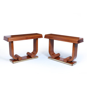 Pair Of French Art Deco Console Tables In Amboyna C1925