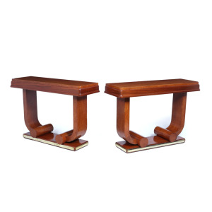 Pair Of French Art Deco Console Tables In Amboyna C1925