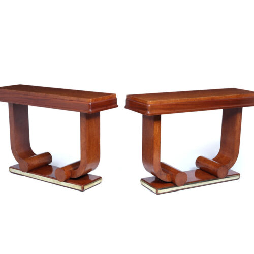 Pair Of French Art Deco Console Tables In Amboyna C1925