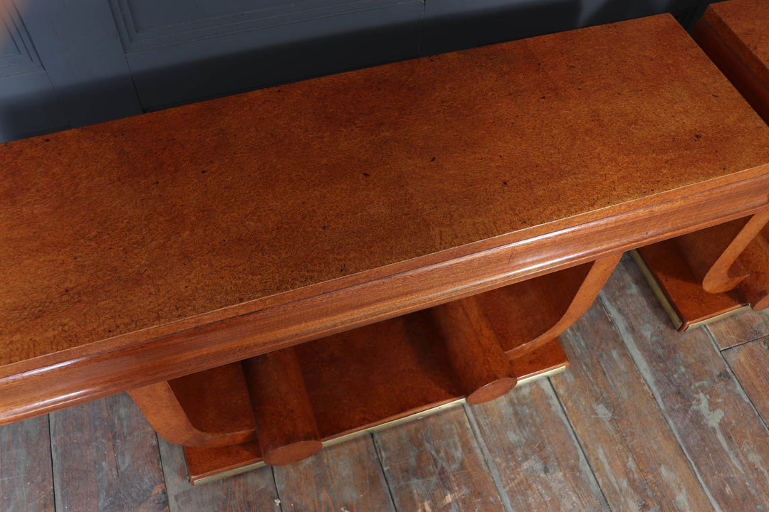 Pair Of French Art Deco Console Tables In Amboyna C1925