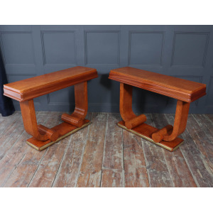 Pair Of French Art Deco Console Tables In Amboyna C1925