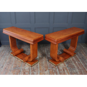 Pair Of French Art Deco Console Tables In Amboyna C1925