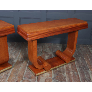 Pair Of French Art Deco Console Tables In Amboyna C1925