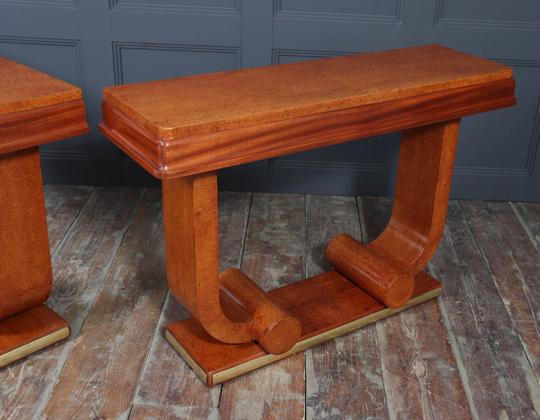 Pair Of French Art Deco Console Tables In Amboyna C1925