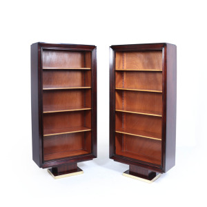 Pair Of French Art Deco Tall Open Bookcases C1925