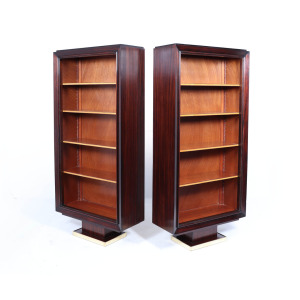 Pair Of French Art Deco Tall Open Bookcases C1925