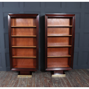 Pair Of French Art Deco Tall Open Bookcases C1925