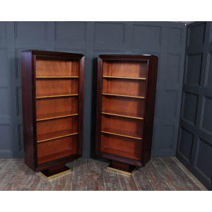Pair Of French Art Deco Tall Open Bookcases C1925