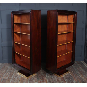 Pair Of French Art Deco Tall Open Bookcases C1925