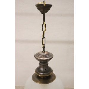Pendant Lamps In Brass And Glass, 1960s, Set Of 3