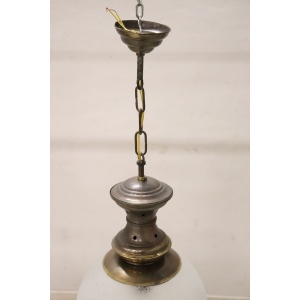 Pendant Lamps In Brass And Glass, 1960s, Set Of 3