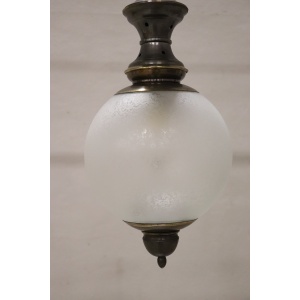 Pendant Lamps In Brass And Glass, 1960s, Set Of 3