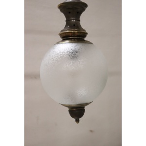 Pendant Lamps In Brass And Glass, 1960s, Set Of 3
