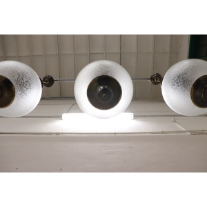 Pendant Lamps In Brass And Glass, 1960s, Set Of 3