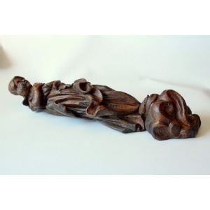 Hand Carved mother of god with child - wooden sculpture from the 1950s