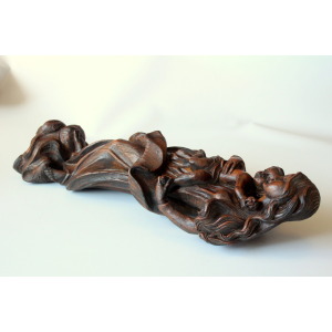 Hand Carved mother of god with child - wooden sculpture from the 1950s