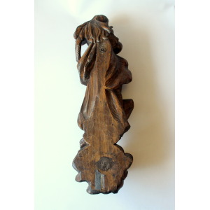 Hand Carved mother of god with child - wooden sculpture from the 1950s