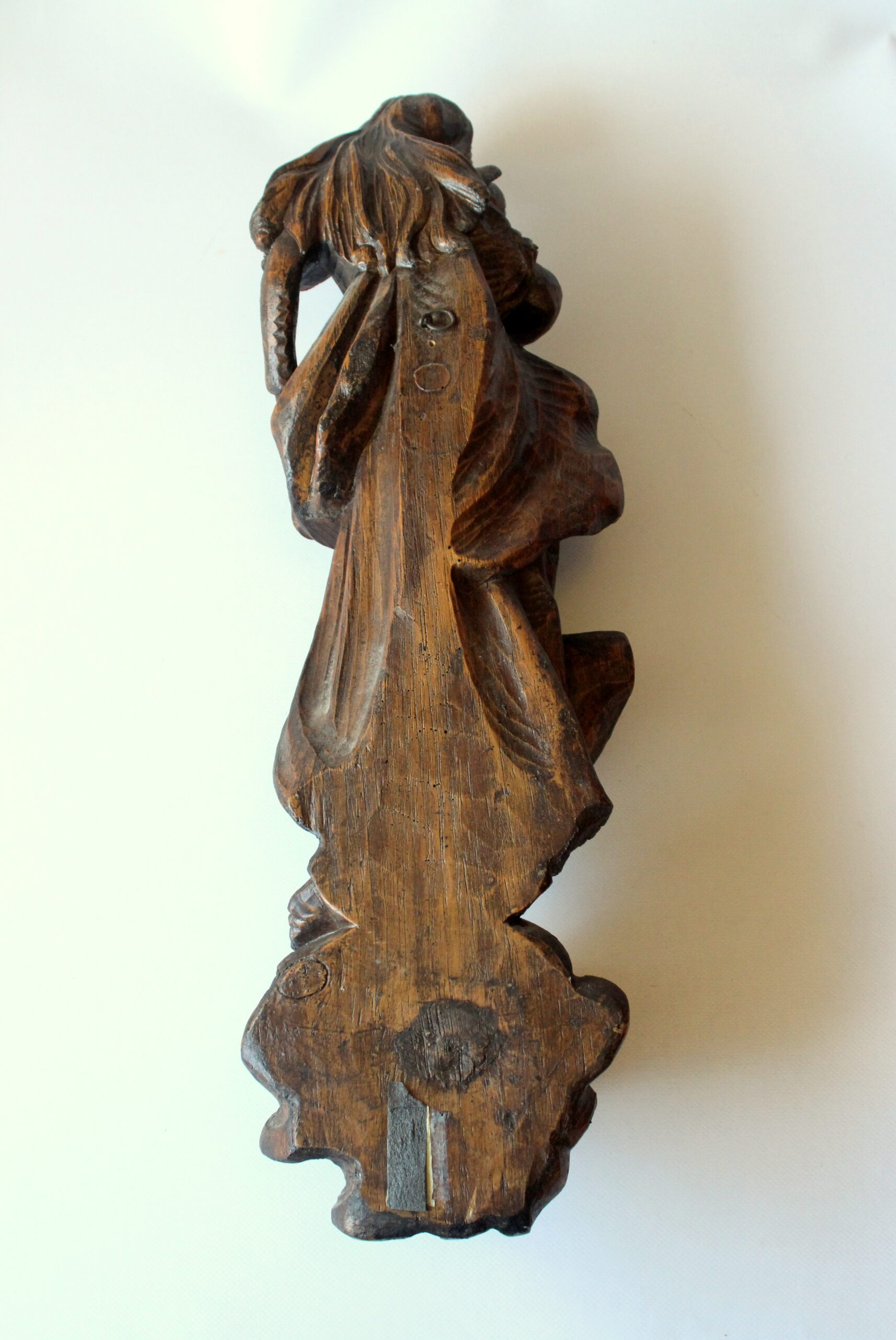 Hand Carved mother of god with child - wooden sculpture from the 1950s