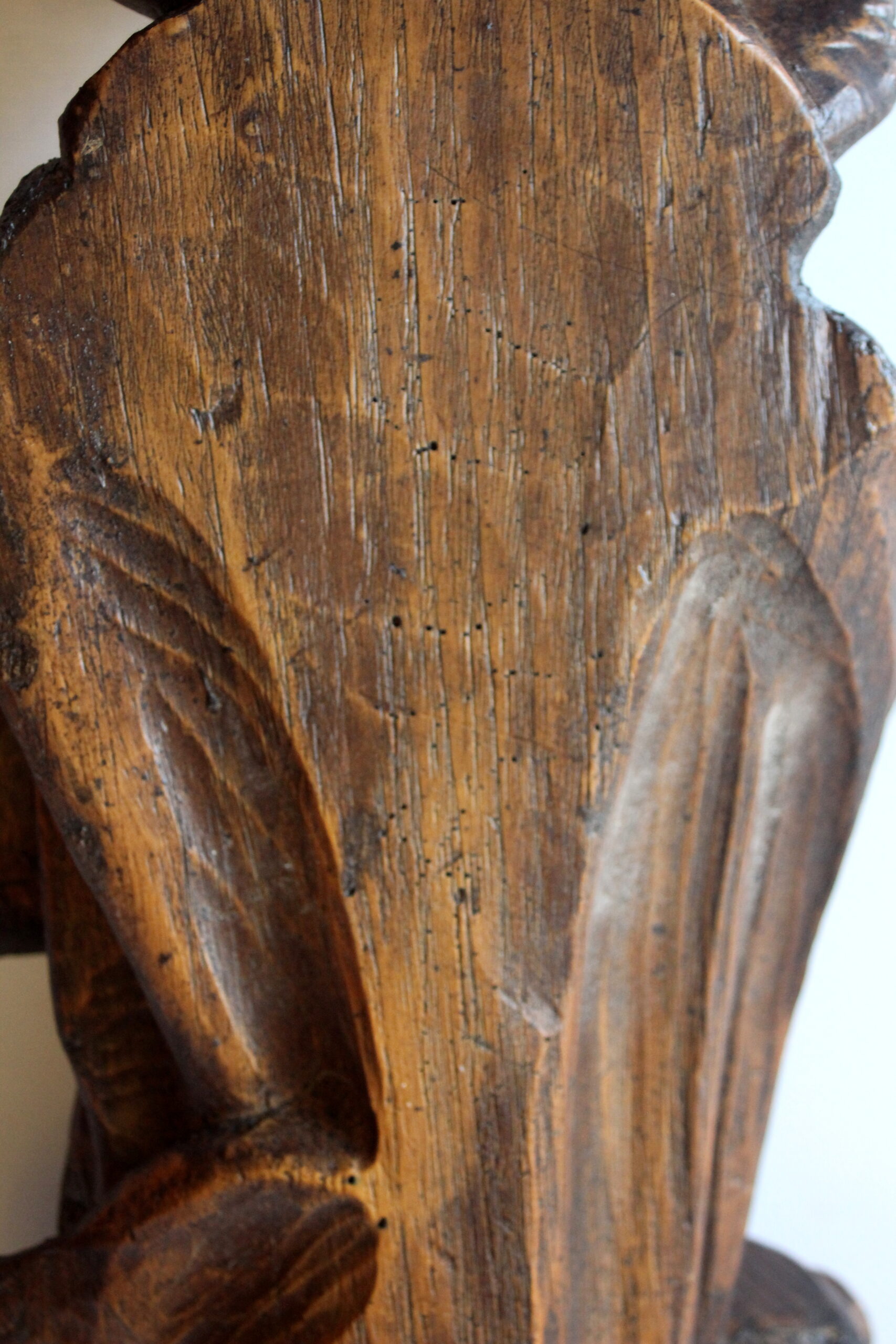 Hand Carved mother of god with child - wooden sculpture from the 1950s
