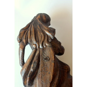 Hand Carved mother of god with child - wooden sculpture from the 1950s