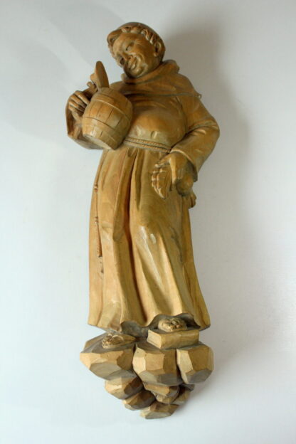 Mid Century wooden german sculpture "Monk with a tankard" hand-carved - Image 3