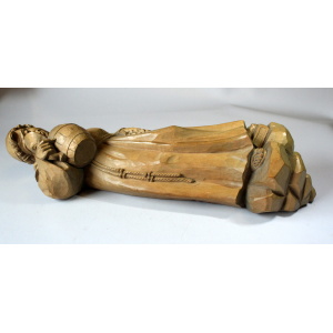 Mid Century wooden german sculpture "Monk with a tankard" hand-carved