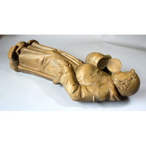Mid Century wooden german sculpture "Monk with a tankard" hand-carved
