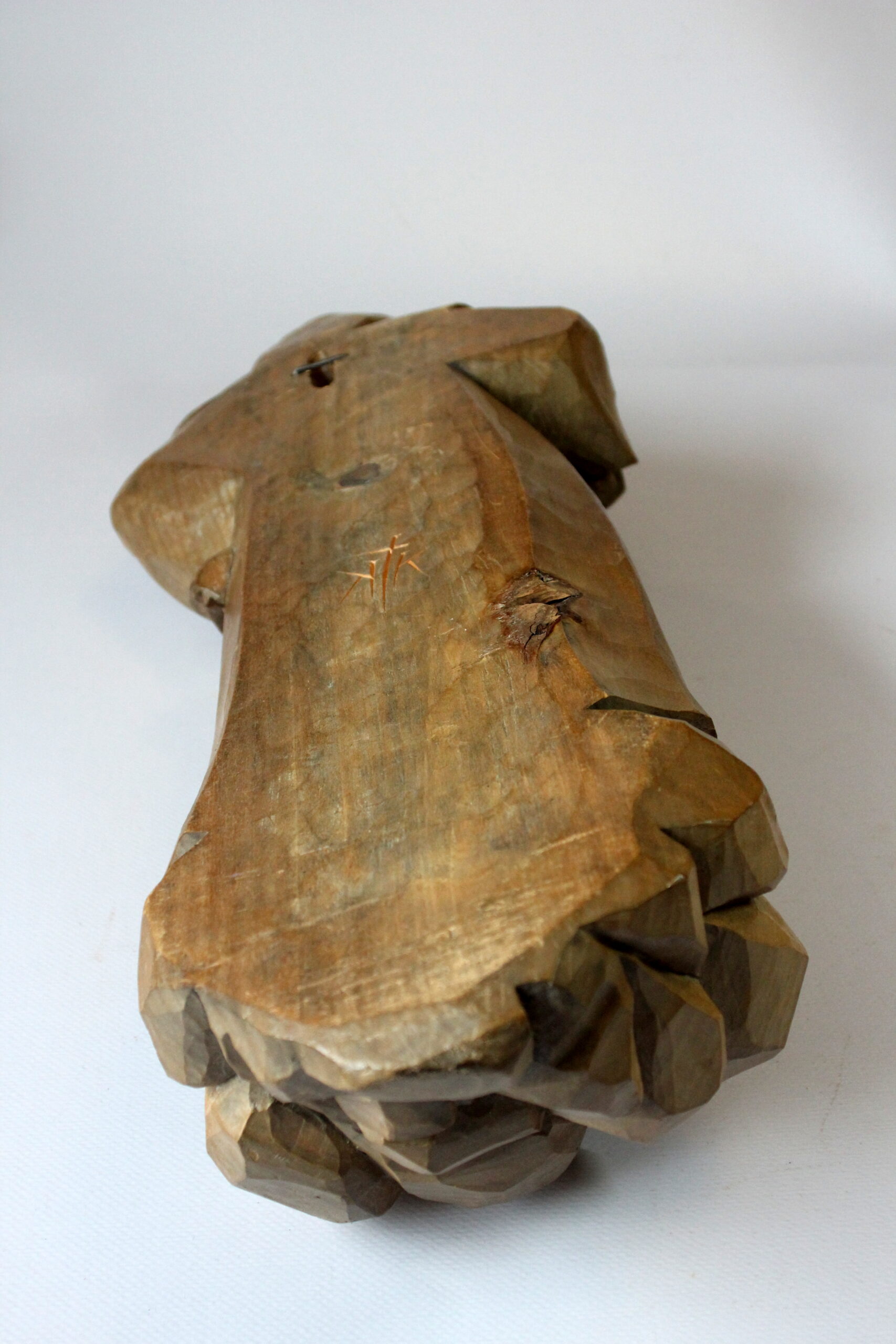 Mid Century wooden german sculpture "Monk with a tankard" hand-carved