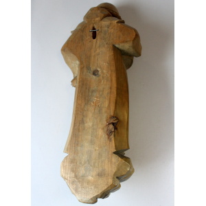 Mid Century wooden german sculpture "Monk with a tankard" hand-carved