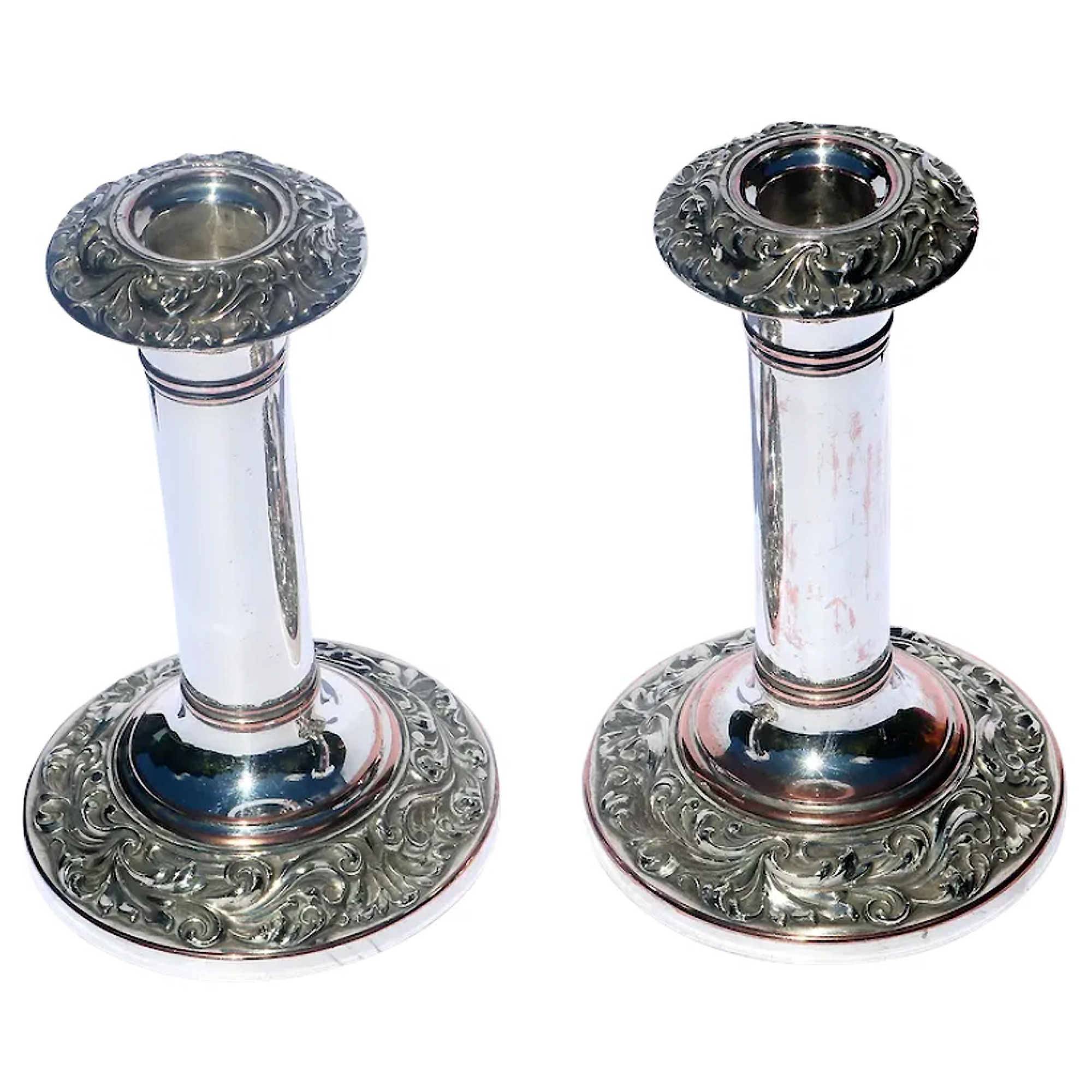 A pair antique Georgian Old Sheffield silver Plate Candlesticks C.early 19thC