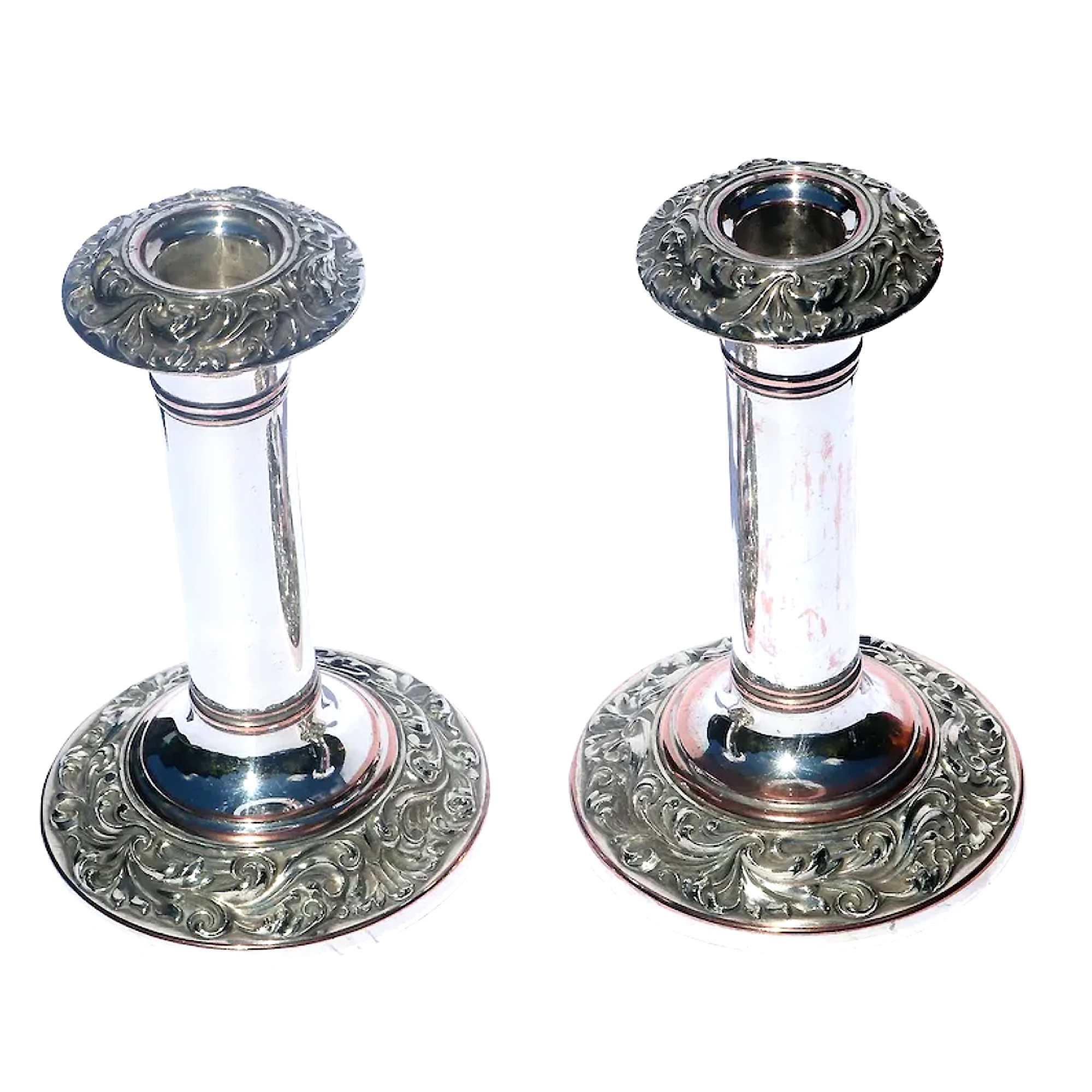 A pair antique Georgian Old Sheffield silver Plate Candlesticks C.early 19thC